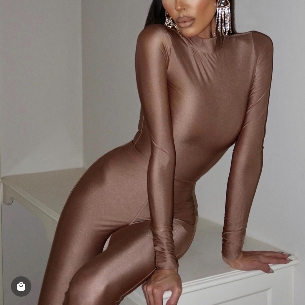 Naked Wardrobe NW Sculpt Jumpsuit- Mocha Brown